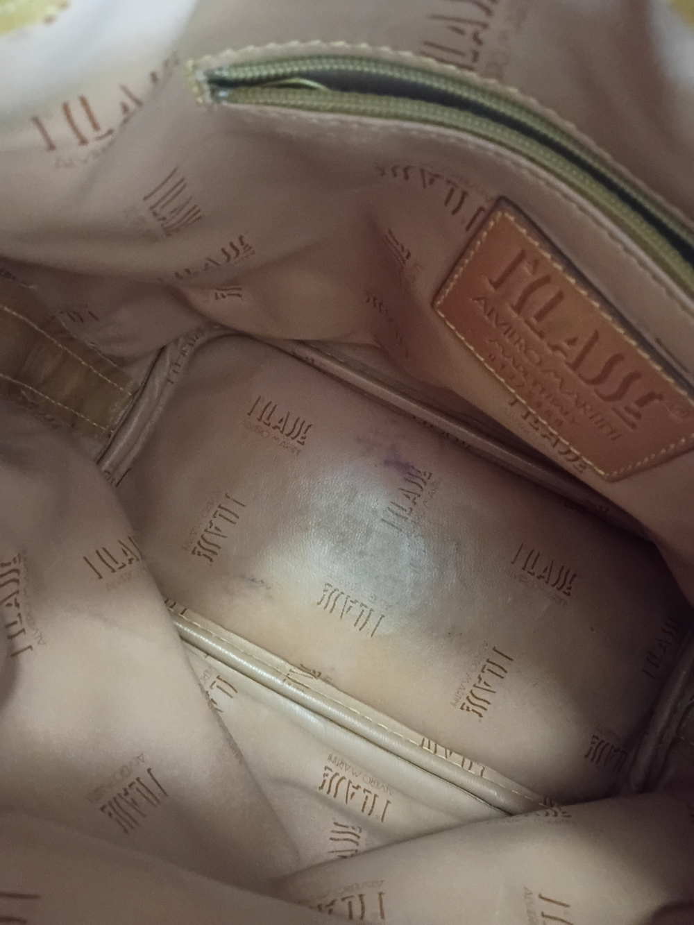 Alviero Martini Tan & Brown Map-Print Leather Drawstring Crossbody Bag - Picture 10 of 16